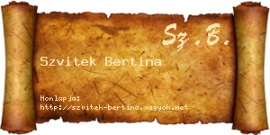 Szvitek Bertina névjegykártya